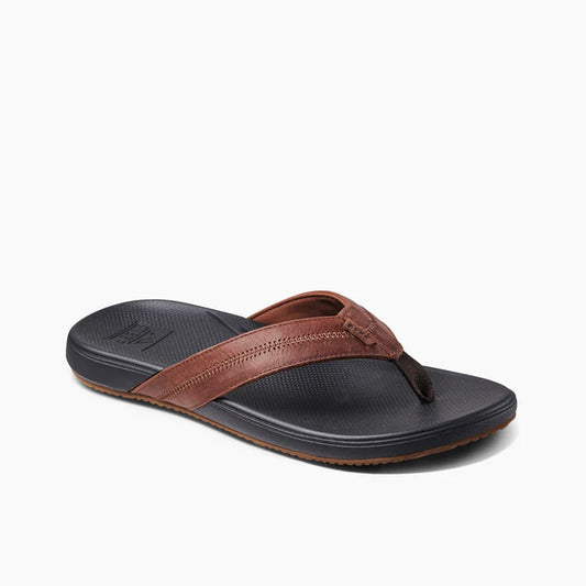 Reef Mens Cushion Phantom 2.0 Leather Flip Flops - Brown/Black